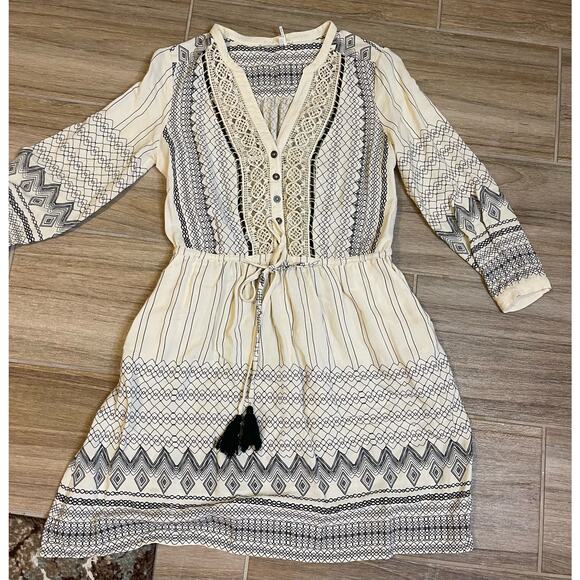 Anthropologie Floreat Pierre v neck crochet tassels dress boho size 6 small - Picture 2 of 5